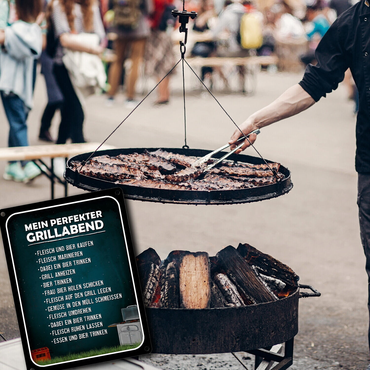 Mein perfekter Grillabend Metallschild mit Grill Motiv