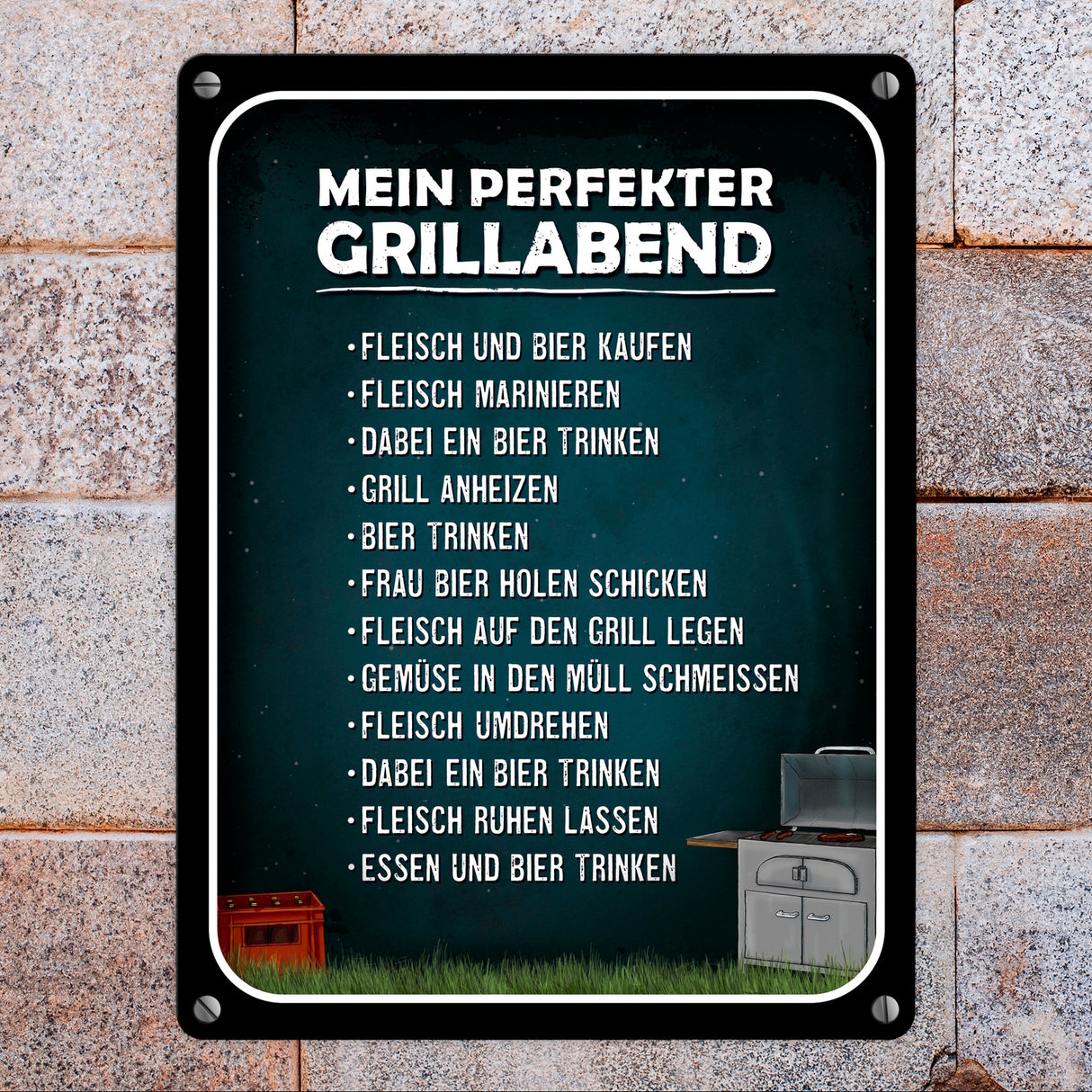 Mein perfekter Grillabend Metallschild mit Grill Motiv