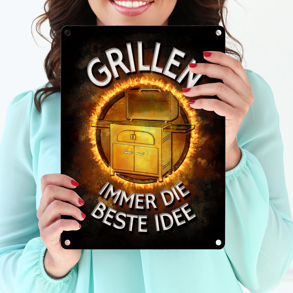 Grillen - immer die beste Idee Metallschild