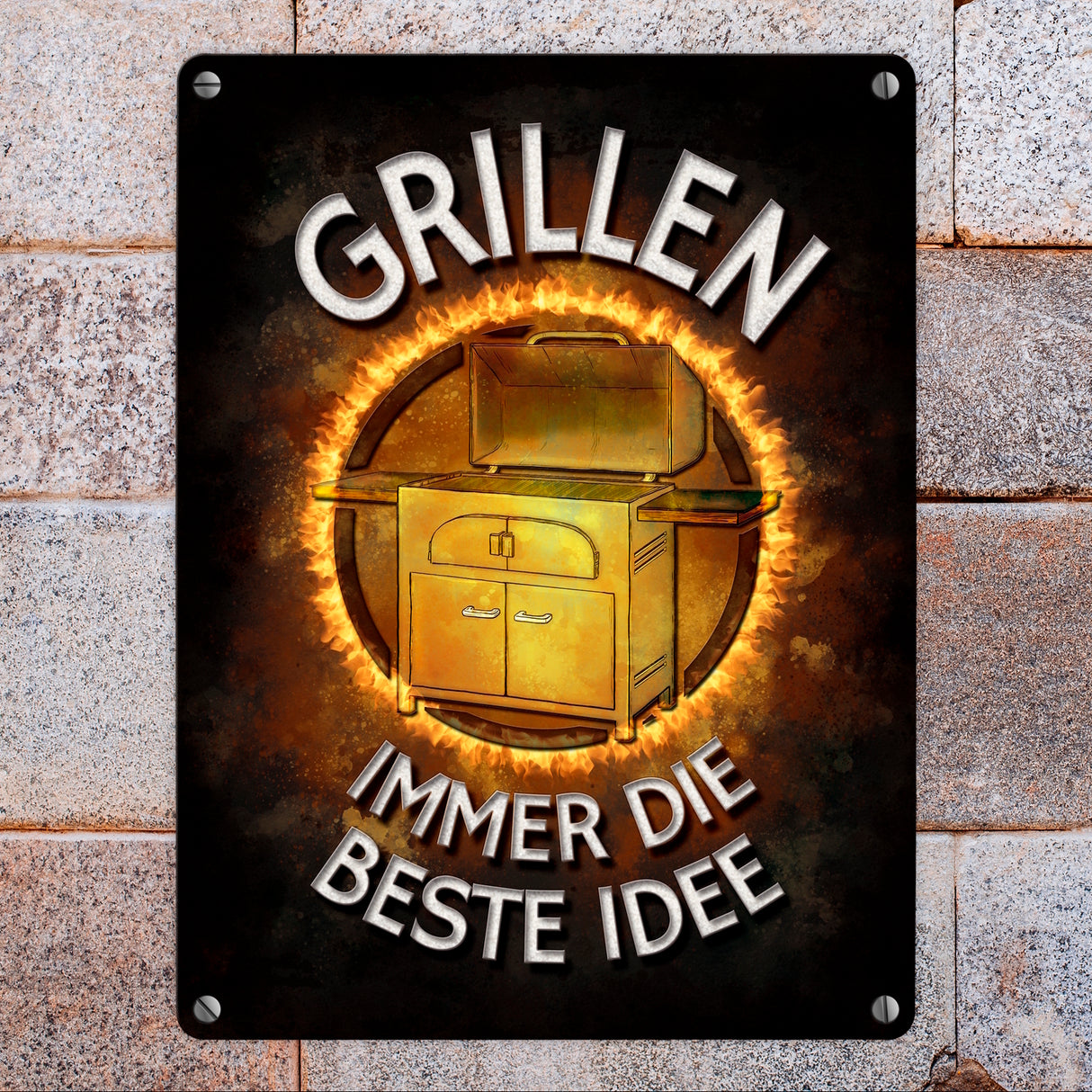 Grillen - immer die beste Idee Metallschild