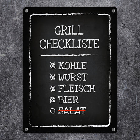 Grill-Checkliste Metallschild