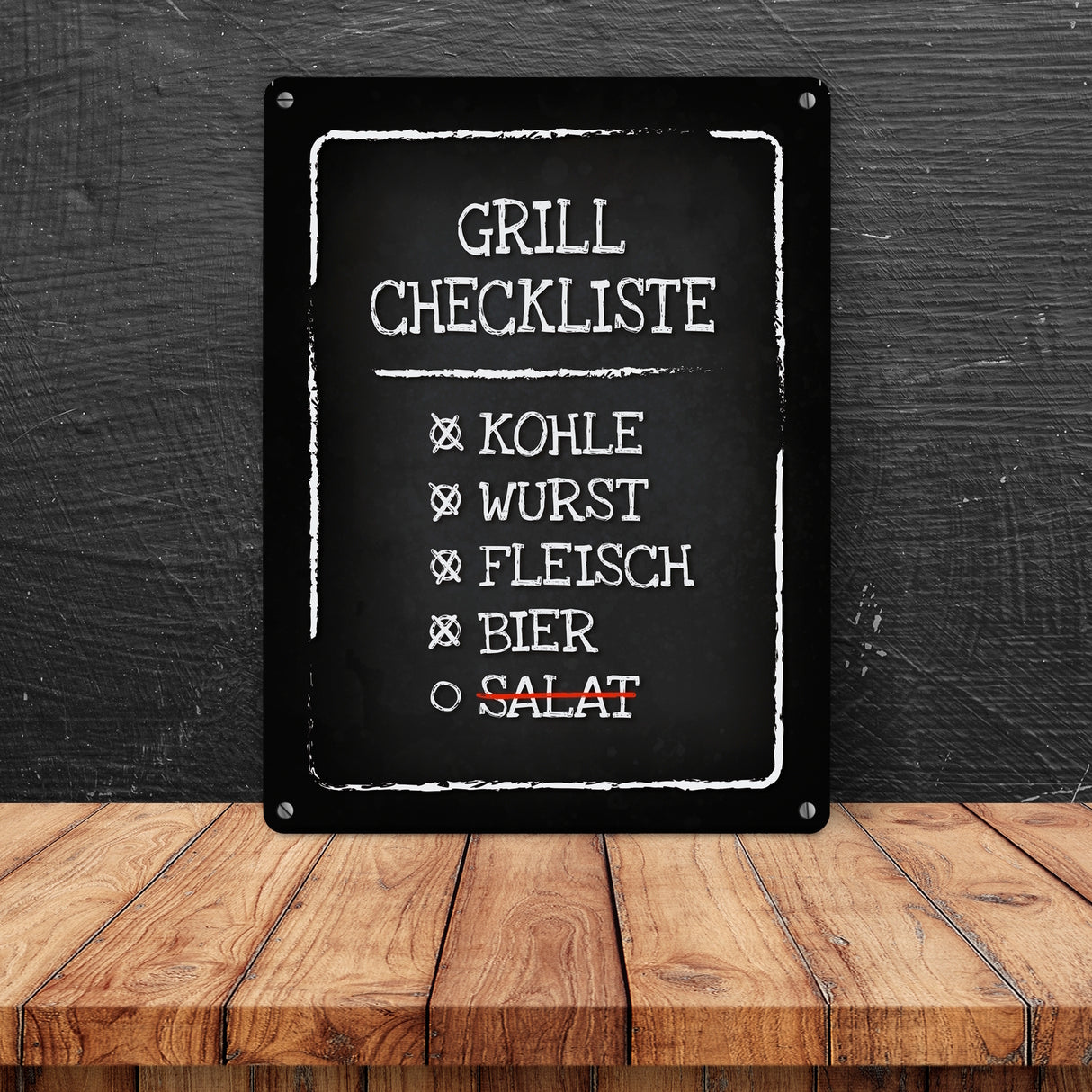 Grill-Checkliste Metallschild