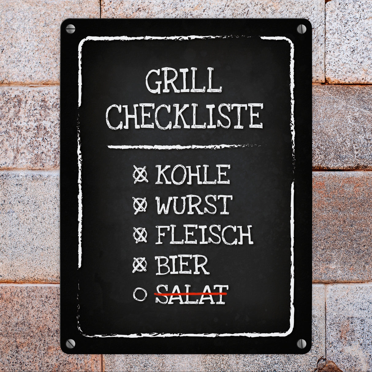 Grill-Checkliste Metallschild