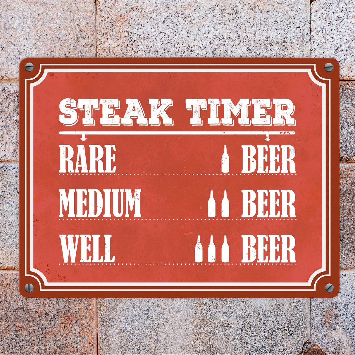 Steak Timer Metallschild Bier Grill grillen Fleisch Feier Freunde Hobby Rare Medium Well Done English