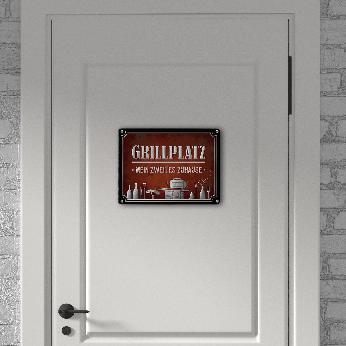 Grillplatz mein zweites Zuhause Metallschild Grill grillen Fleisch Bier Wurst Hobby Freunde