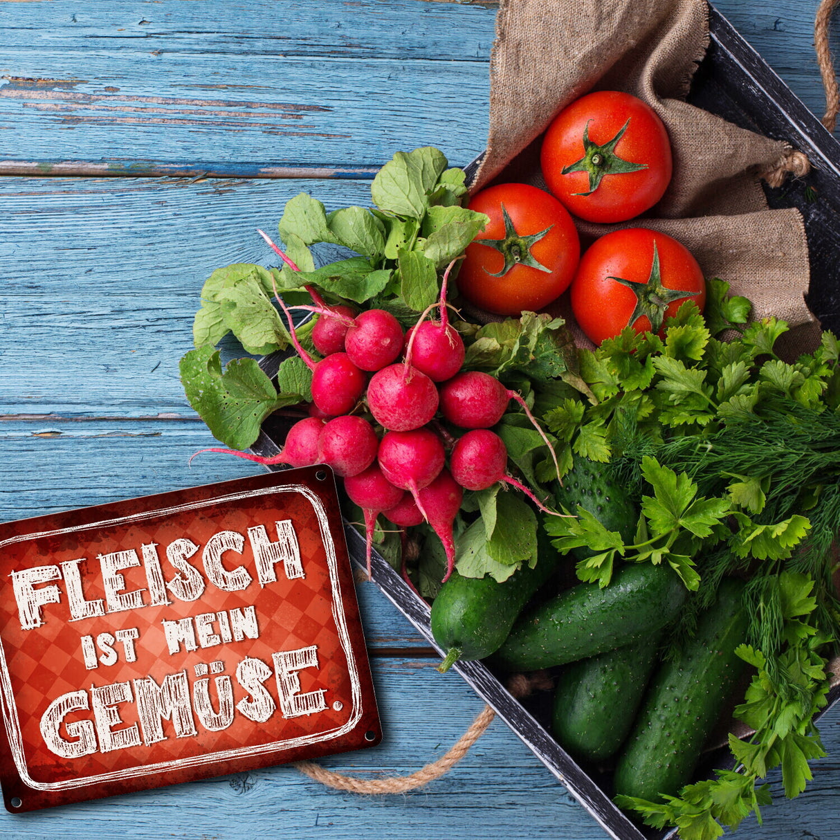 Fleisch ist mein Gemüse Metallschild Wurst Essen Hobby grillen Grill Steak Filet