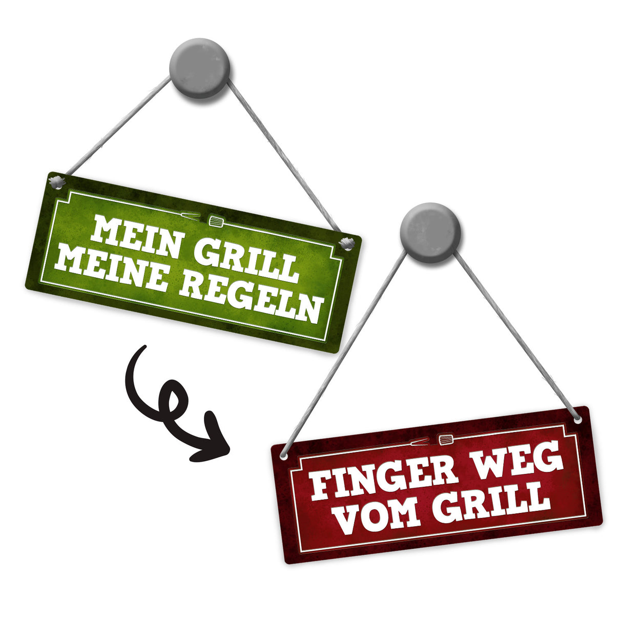 Finger weg vom Grill oder mein Grill meine Regeln Wendeschild mit Kordel