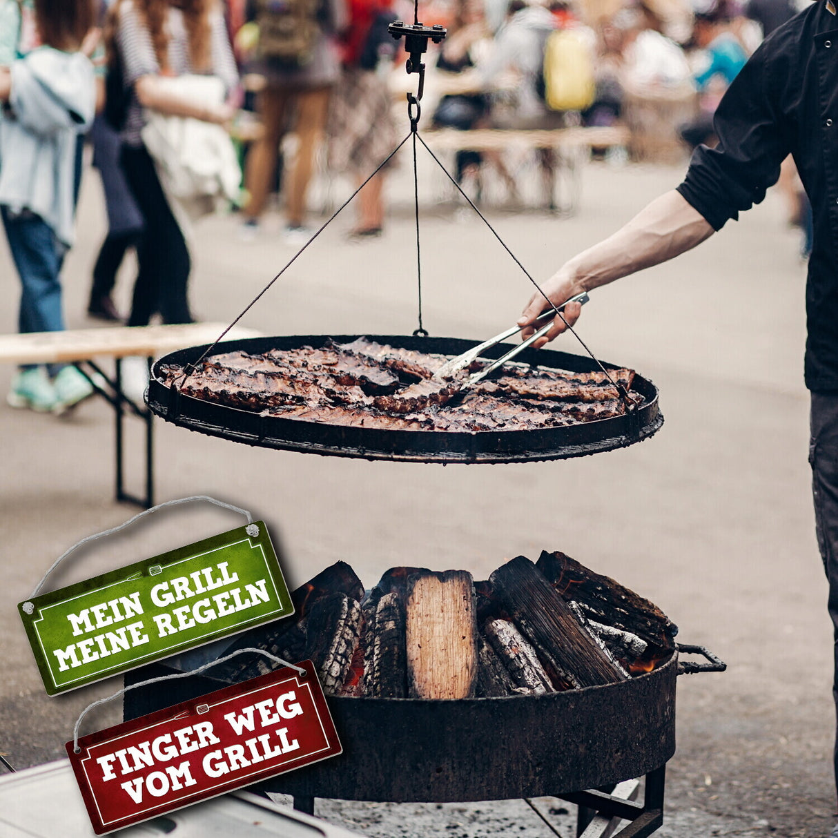 Finger weg vom Grill oder mein Grill meine Regeln Wendeschild mit Kordel