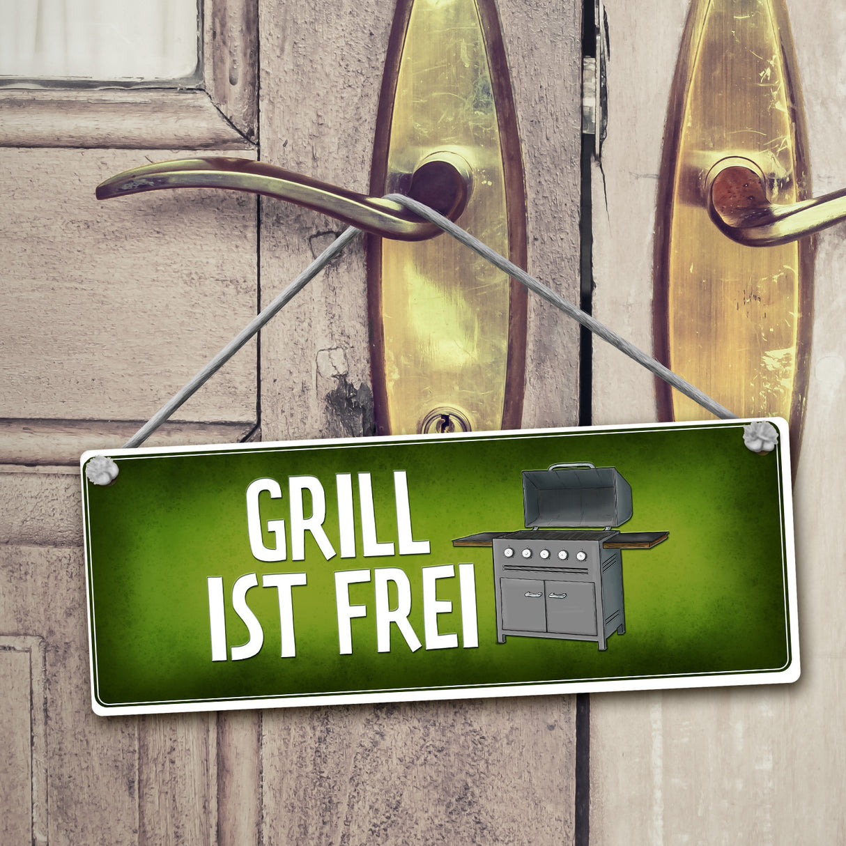 Deckel nicht öffnen oder Grill ist frei Wendeschild mit Kordel