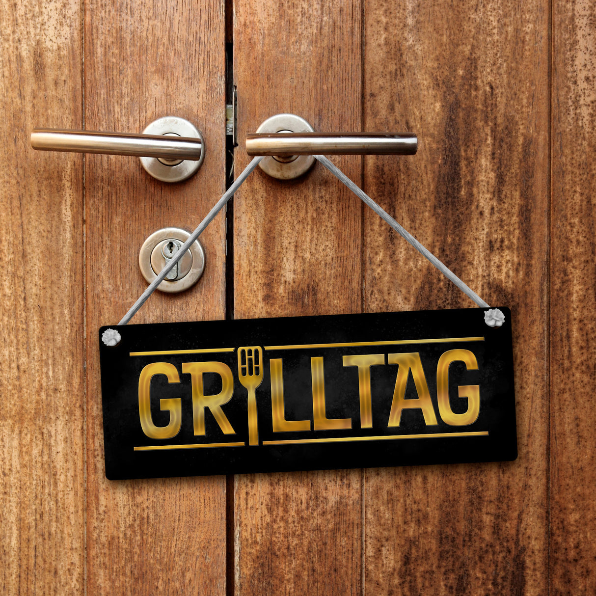 Grilltag oder Scheißtag Wendeschild mit Kordel