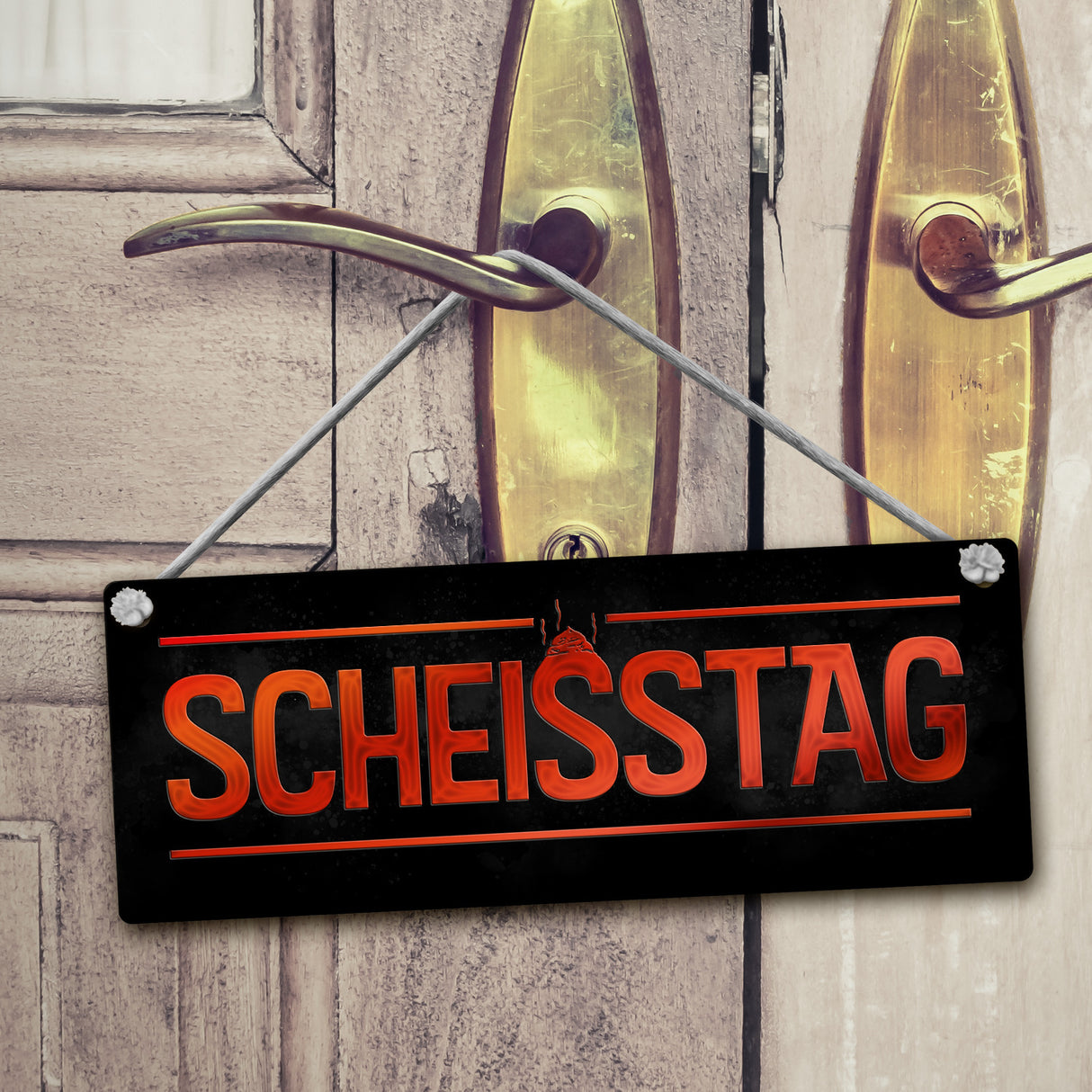 Grilltag oder Scheißtag Wendeschild mit Kordel