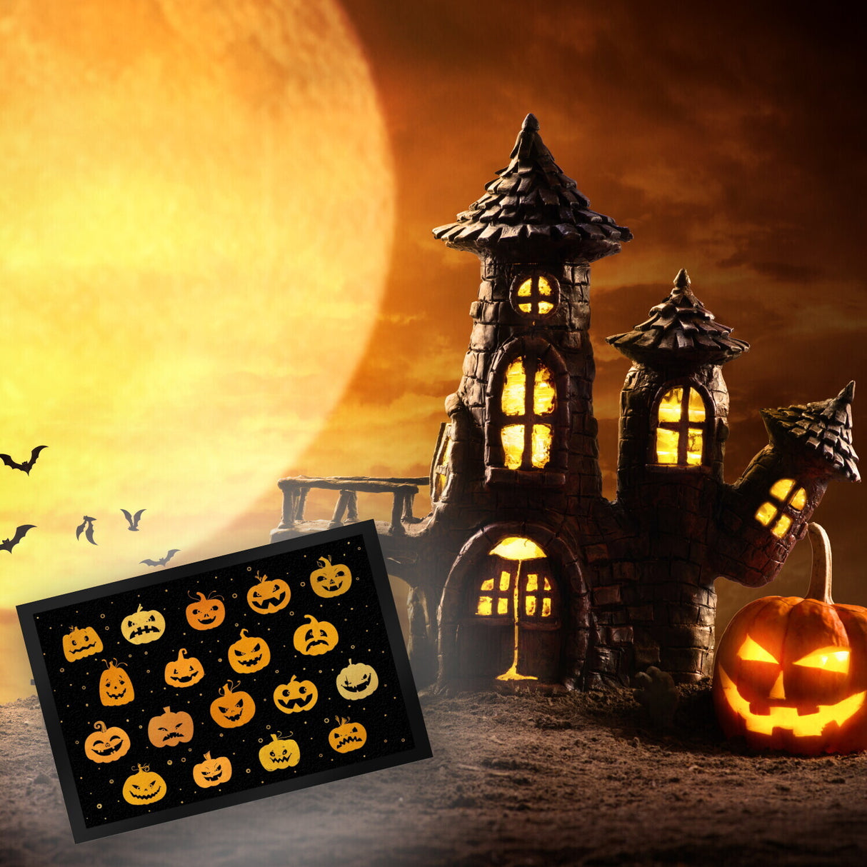 Kürbis Fußmatte Halloween Nacht Angst Schreck Hexe Zombie Blut Kinder
