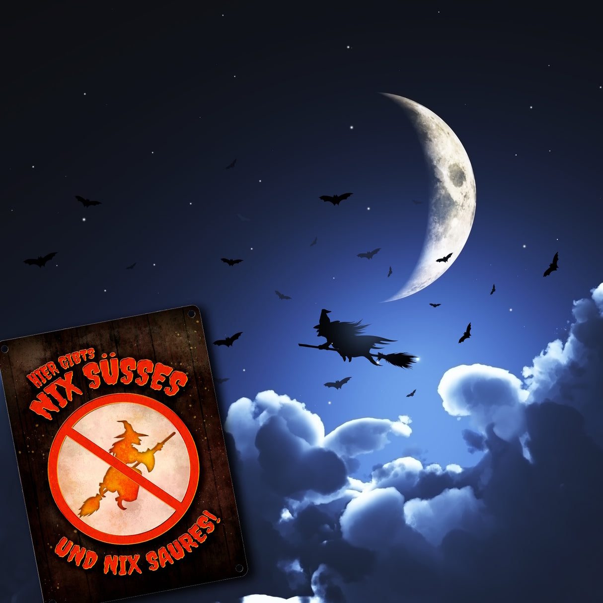 Nix Süßes und nix Saures Metallschild Halloween Süßigkeiten Kinder Hexe Zombie teufel Kürbis