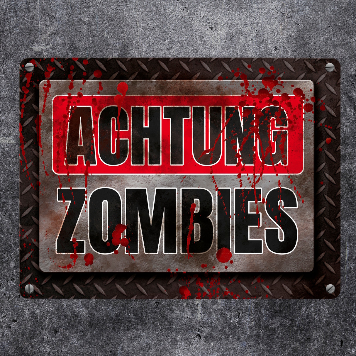 Blutiges Achtung Zombie Metallschild Halloween Zombie Angst Nacht Blut Kinder