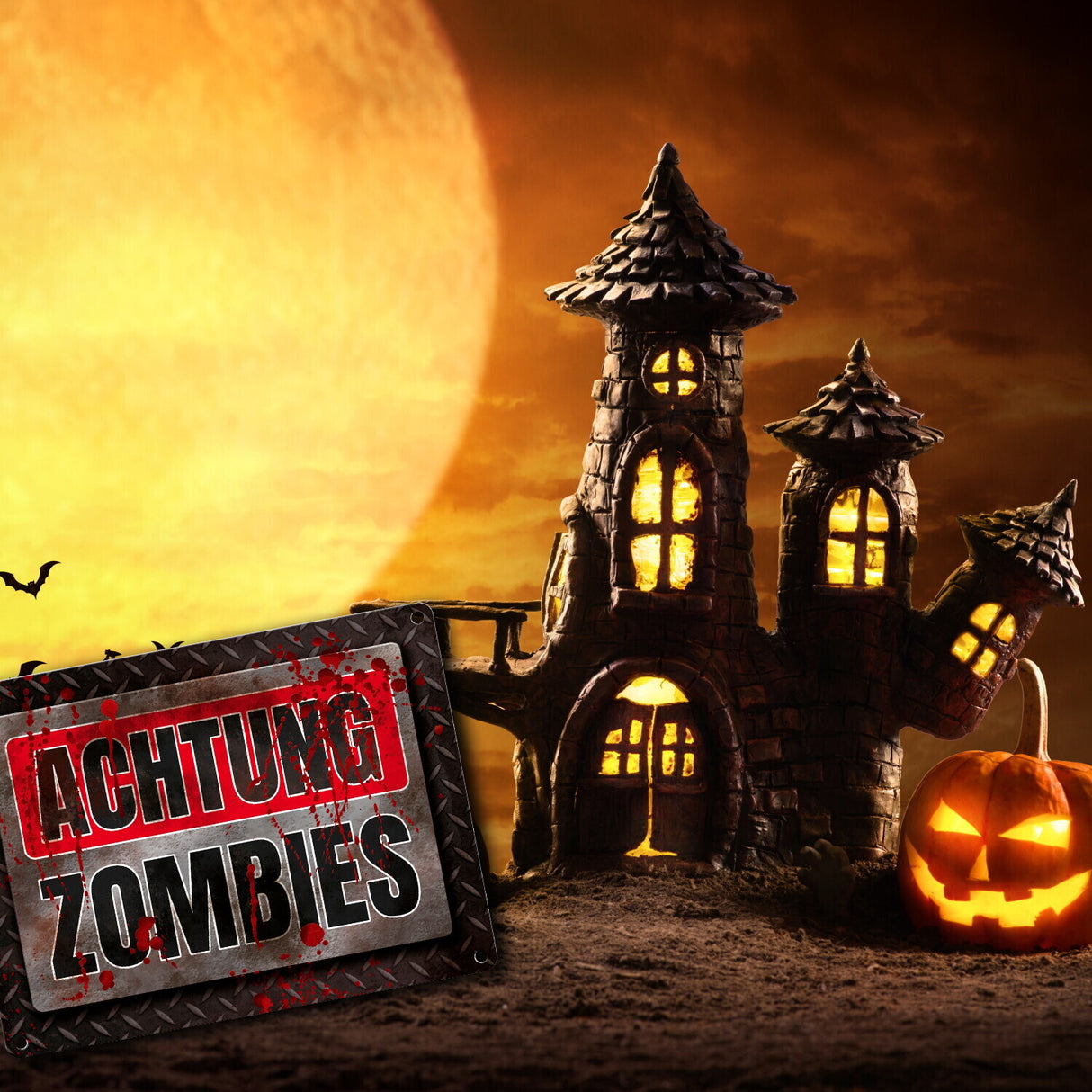 Blutiges Achtung Zombie Metallschild Halloween Zombie Angst Nacht Blut Kinder