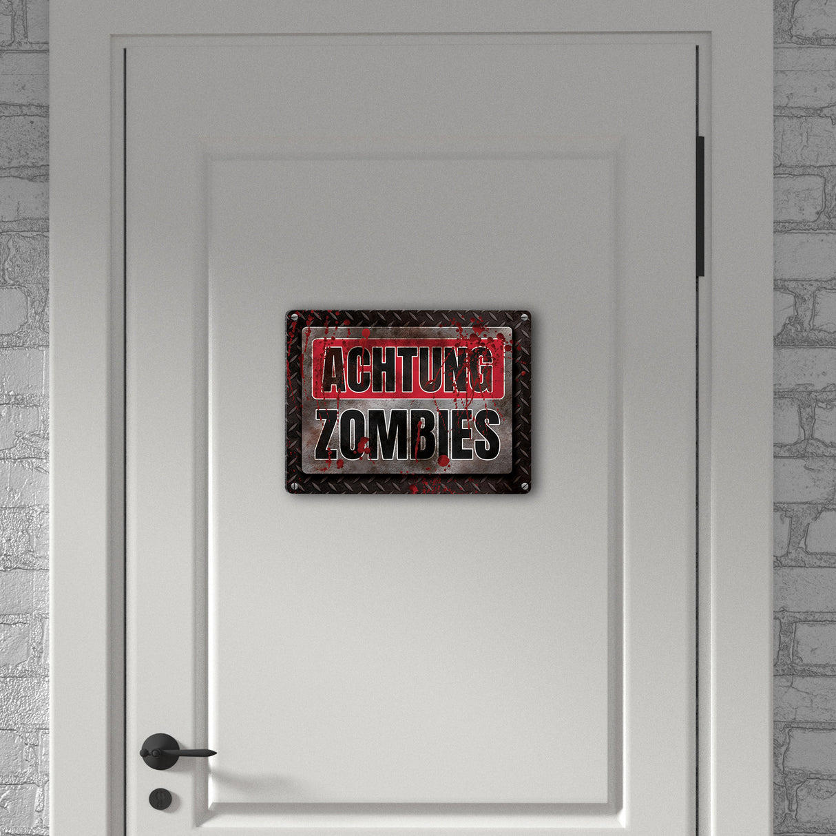 Blutiges Achtung Zombie Metallschild Halloween Zombie Angst Nacht Blut Kinder