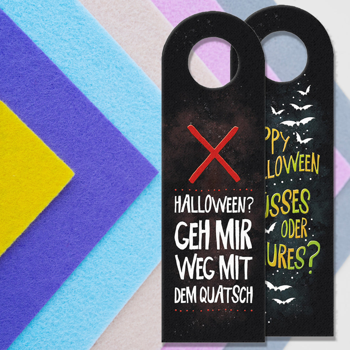 Happy Halloween oder geh weg mit dem Quatsch Türhänger