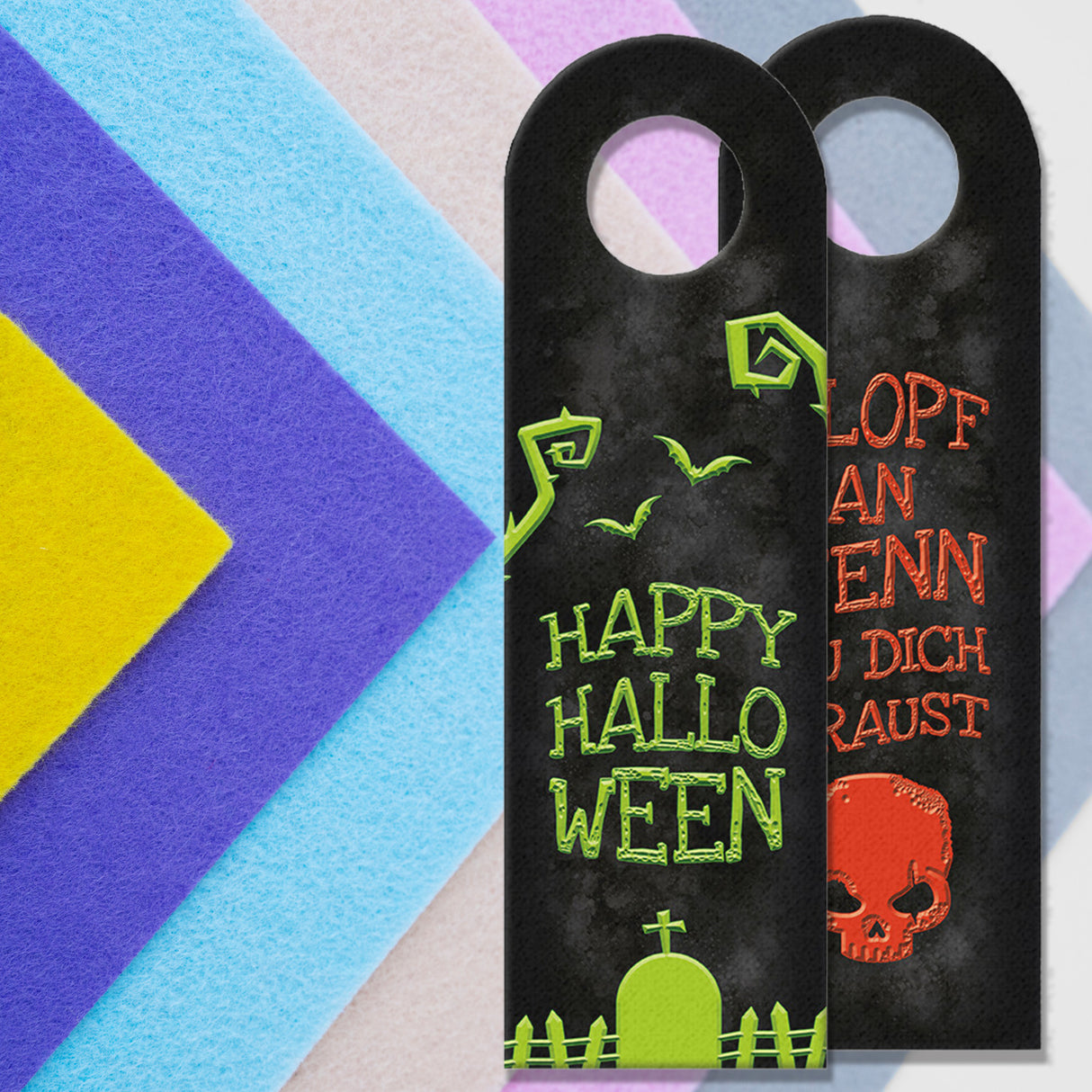 Klopf wenn du dich traust oder happy halloween Türhänger