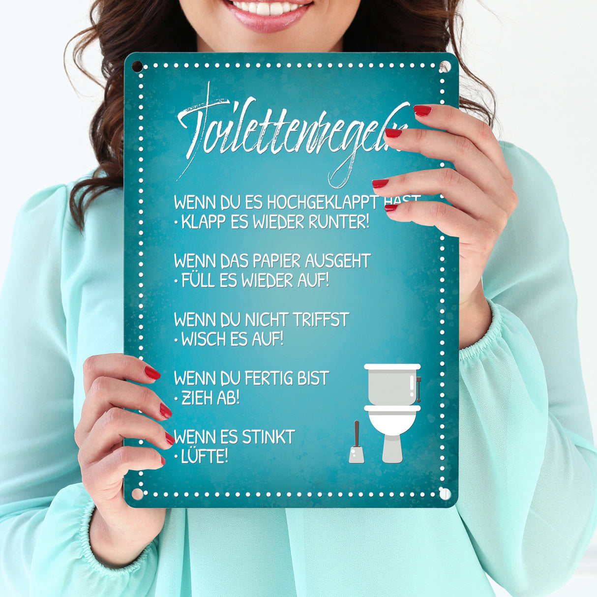 Toilettenregeln Metallschild mit Toilette Motiv Klo Sauberkeit Hygiene