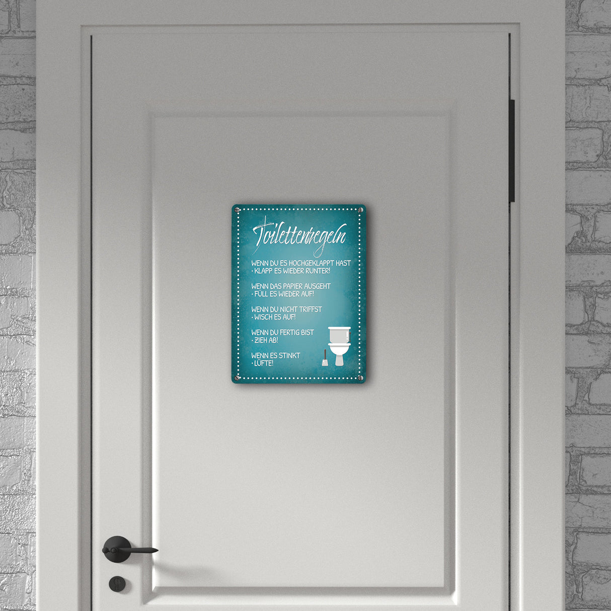 Toilettenregeln Metallschild mit Toilette Motiv Klo Sauberkeit Hygiene