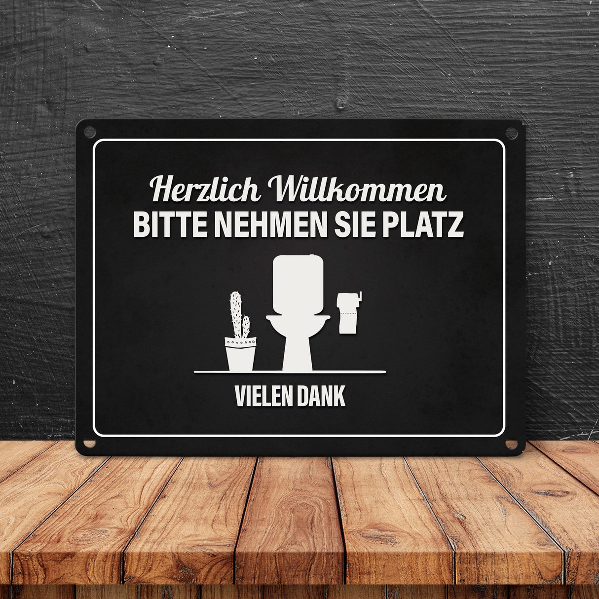Bitte nehmen Sie Platz Metallschild mit Toilette Motiv