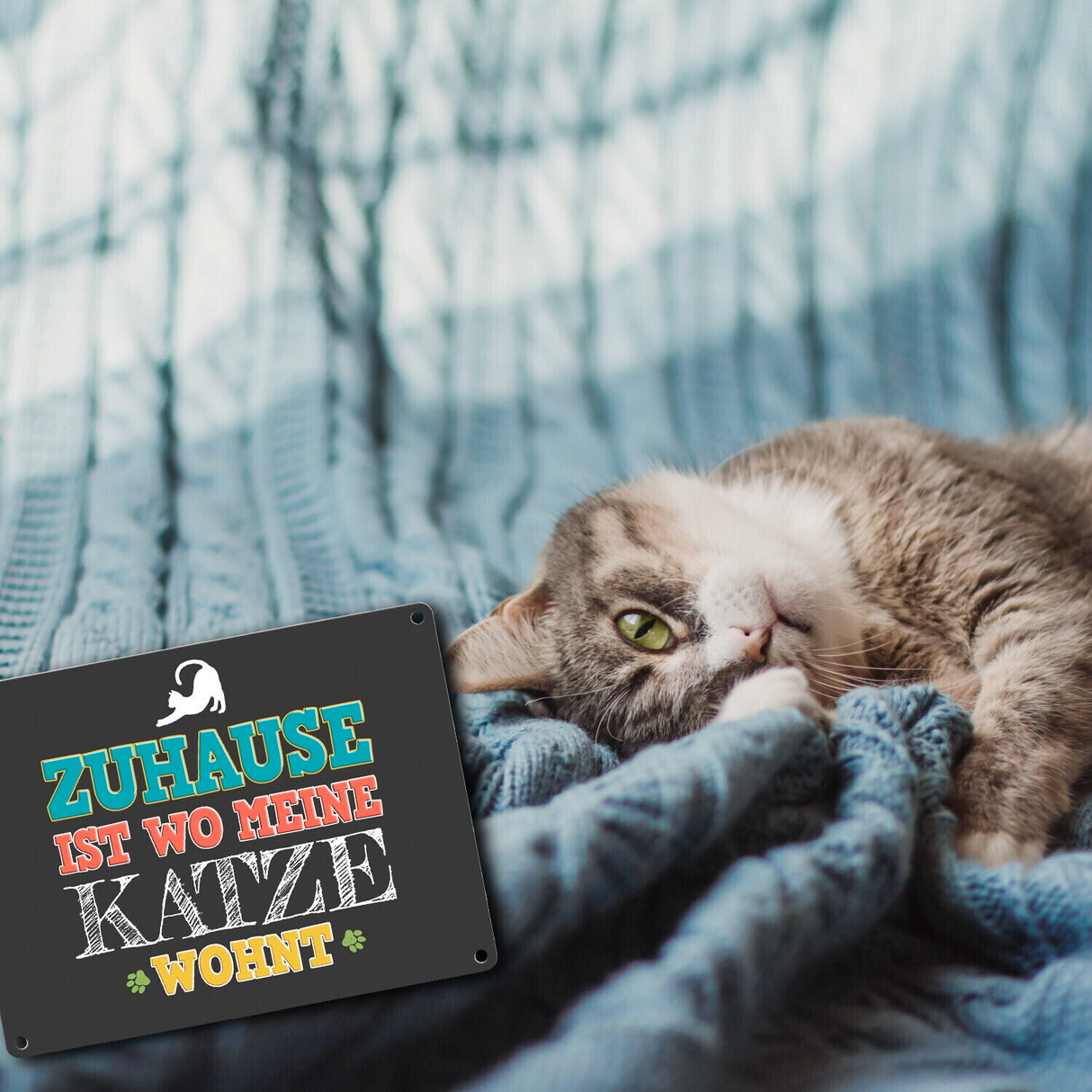 Zuhause ist wo meine Katze wohnt Metallschild