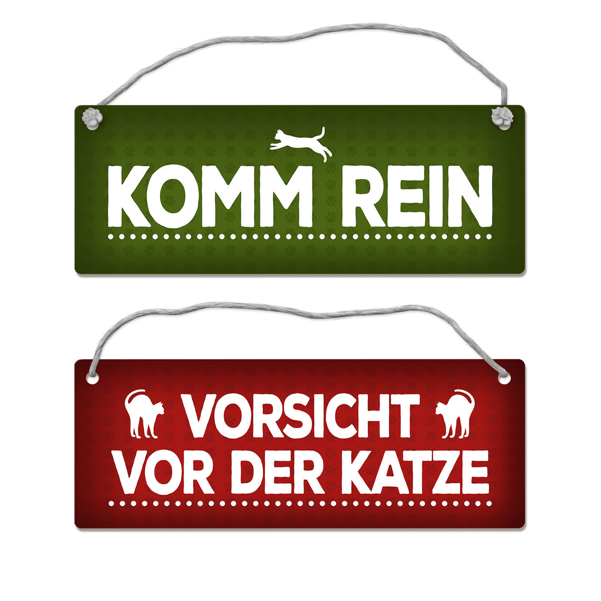 Vorsicht vor der Katze oder Komm rein Wendeschild mit Kordel