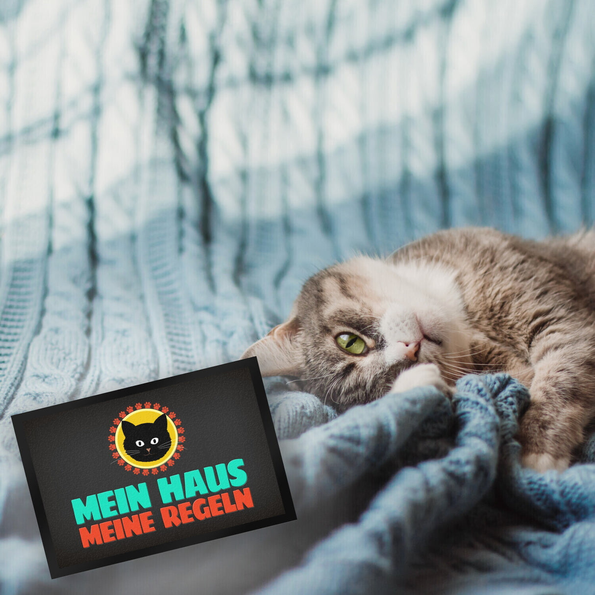 Mein Haus meine Regeln Fußmatte mit Katze - Kater Wohnung Haustüre Haus Katzen Tier Haustier