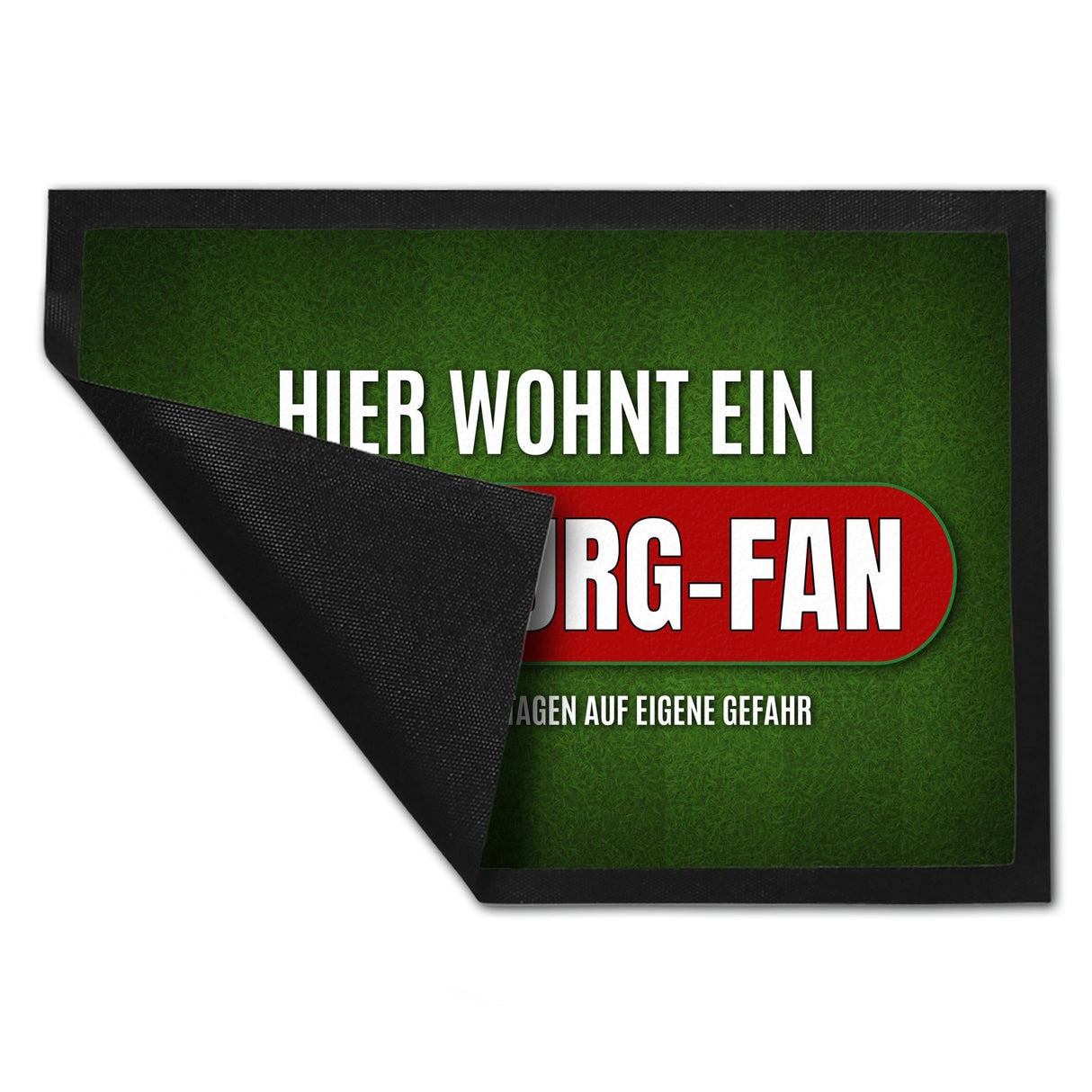 Hier wohnt ein Augsburg-Fan Fußmatte mit Rasen Motiv