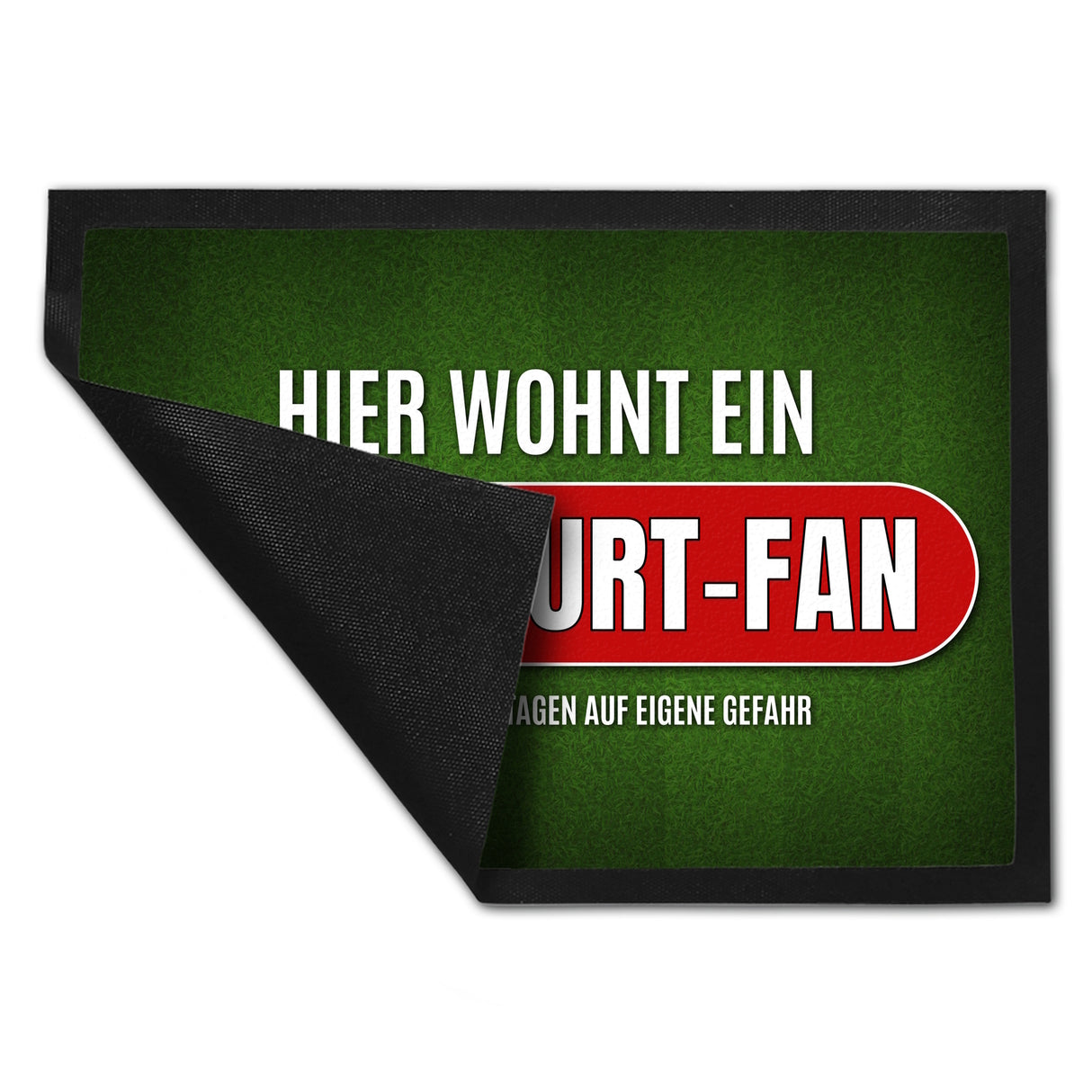 Hier wohnt ein Frankfurt-Fan Fußmatte mit Rasen Motiv