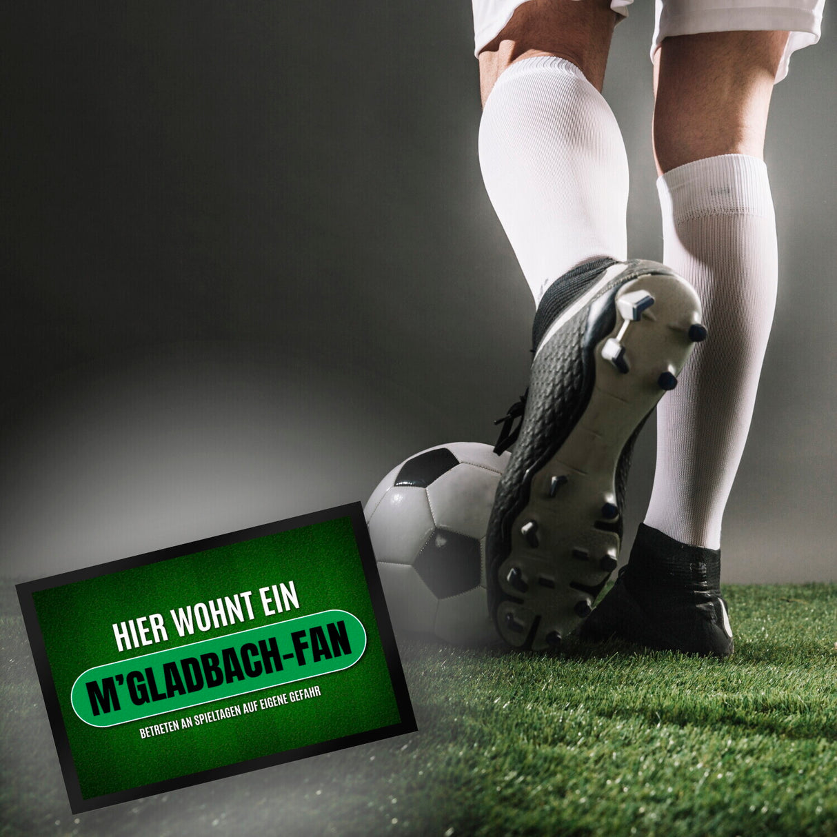 Hier wohnt ein M'Gladbach-Fan Fußmatte