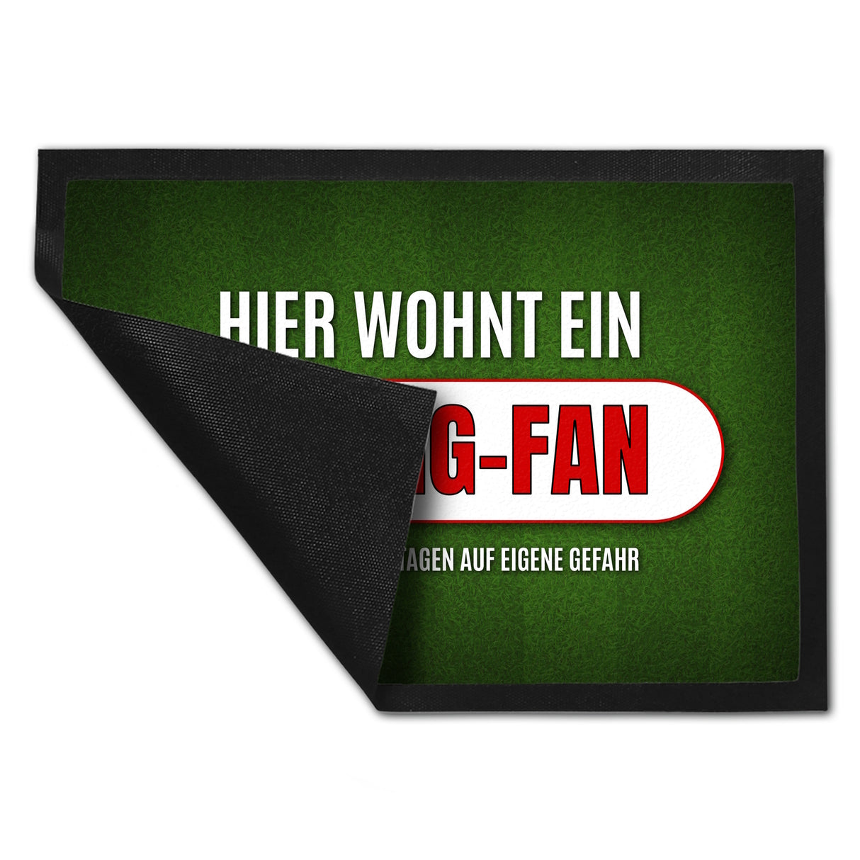 Hier wohnt ein Leipzig-Fan Fußmatte mit Rasen Motiv