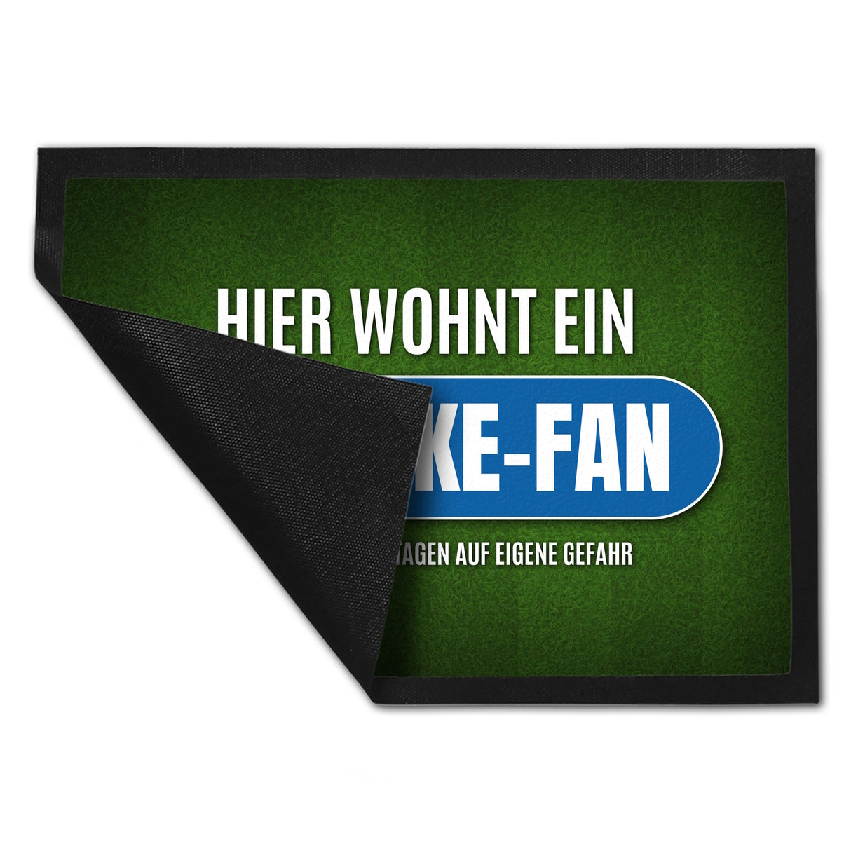 Hier wohnt ein Schalke-Fan Fußmatte mit Rasen Motiv