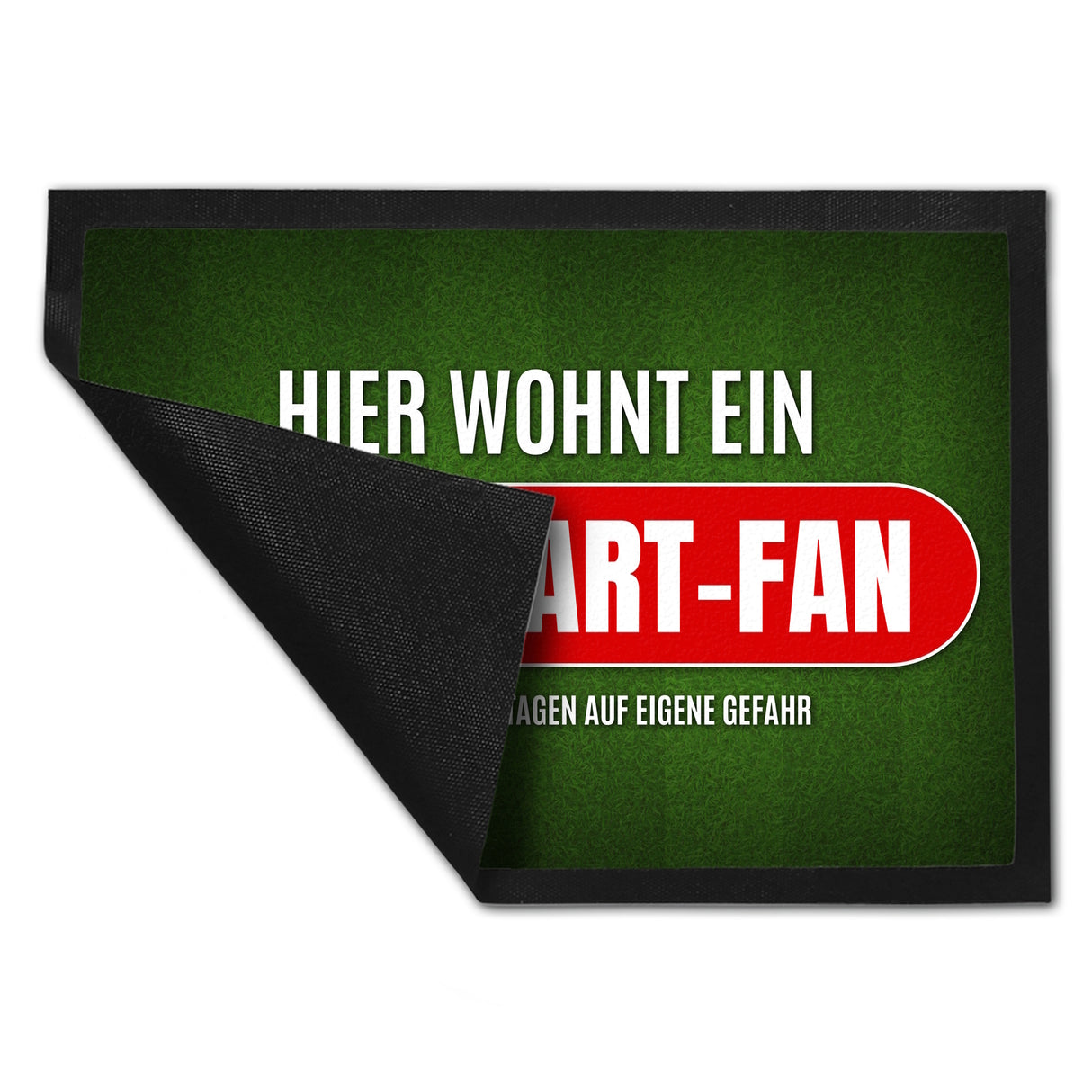 Hier wohnt ein Fußballfan Fußmatte mit Rasen Motiv - Fußball Tor Verein Ball Fußballplatz Platz Spiel