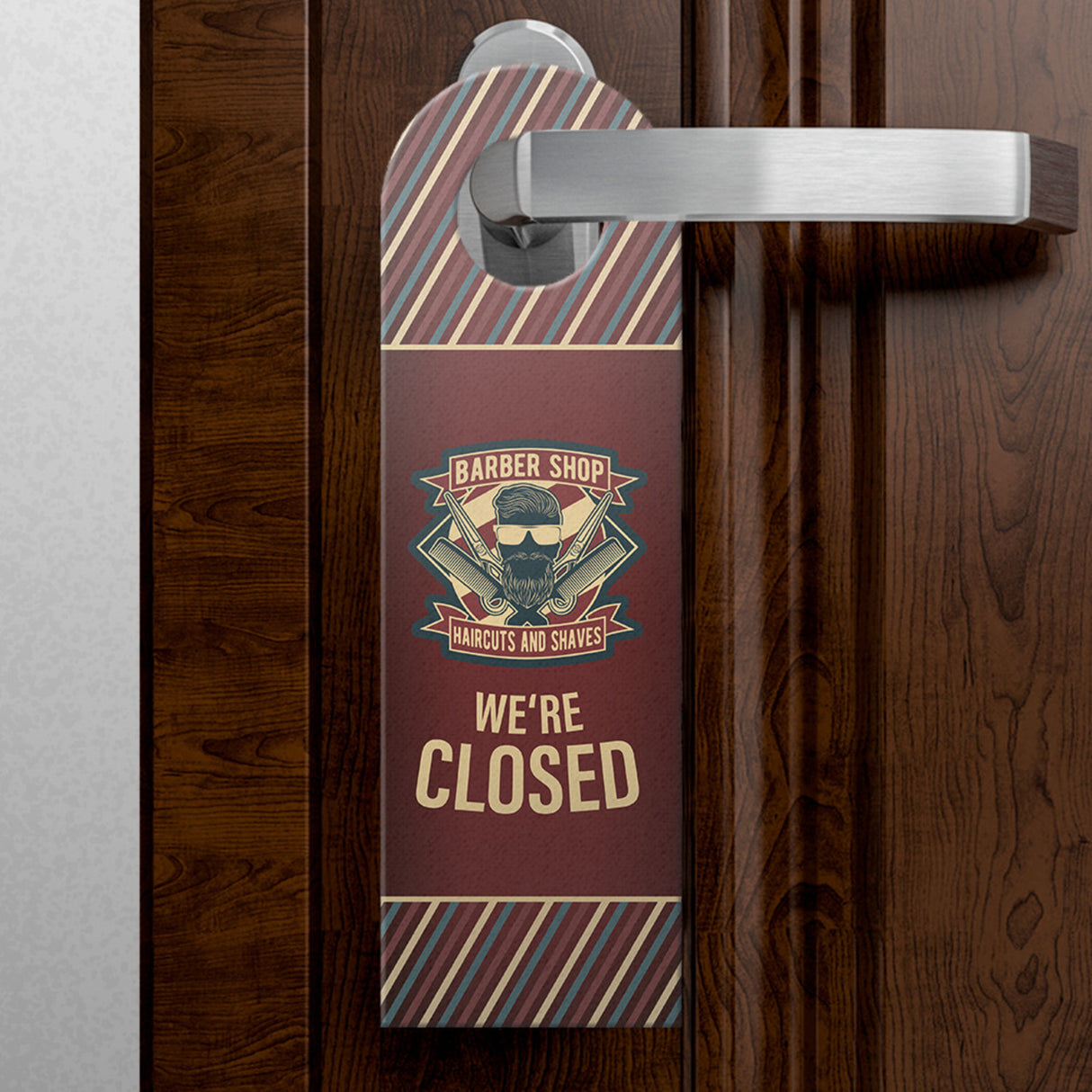 We're open oder closed Barber-Shop Türhänger