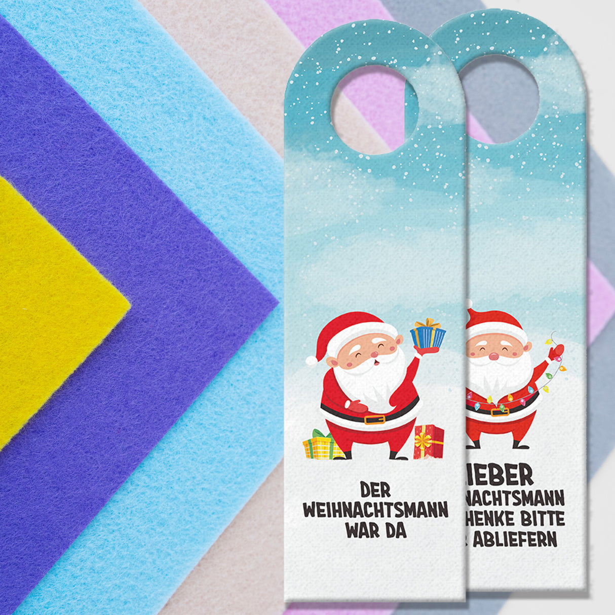 Geschenke hier abliefern oder Weihnachtsmann war da Türhänger