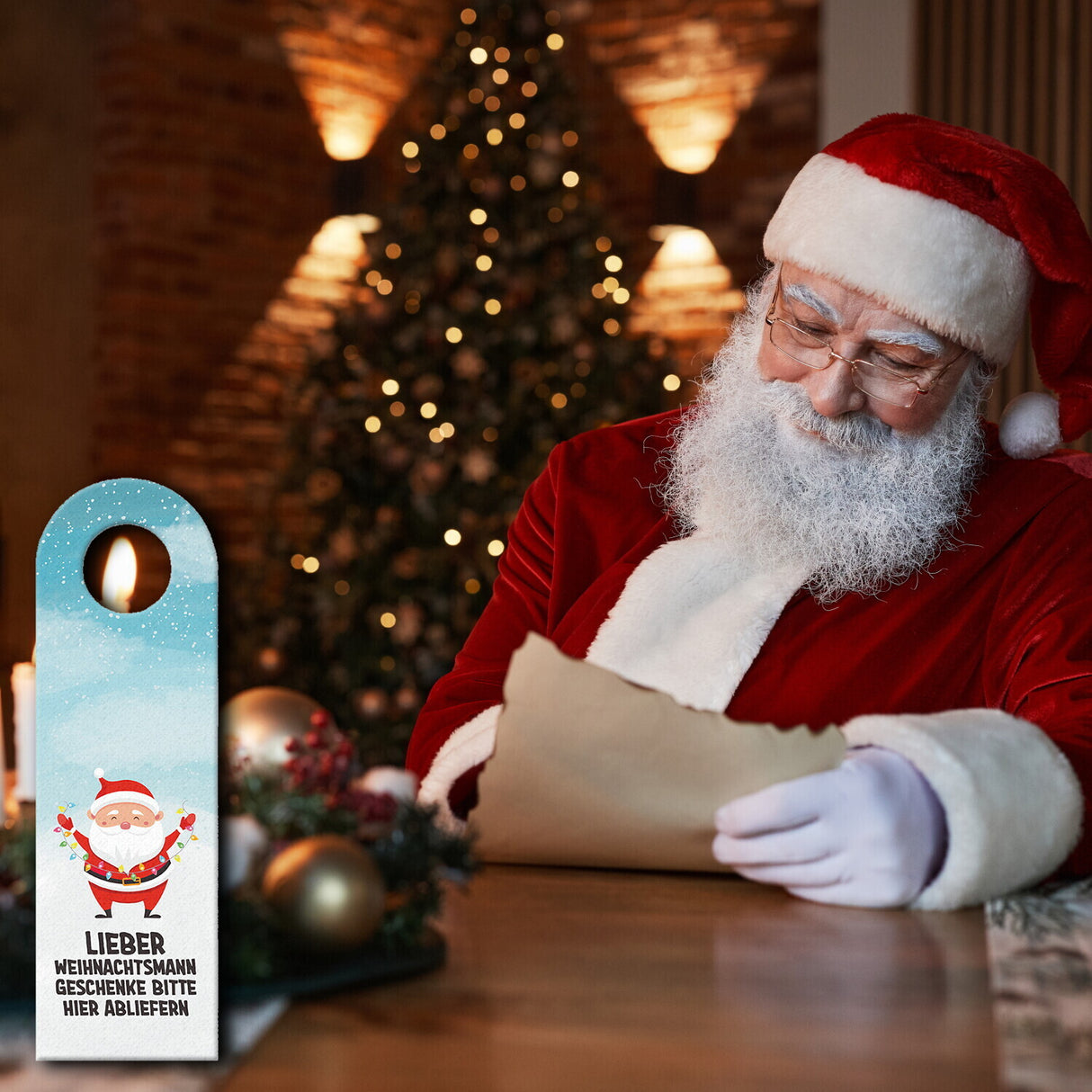 Geschenke hier abliefern oder Weihnachtsmann war da Türhänger