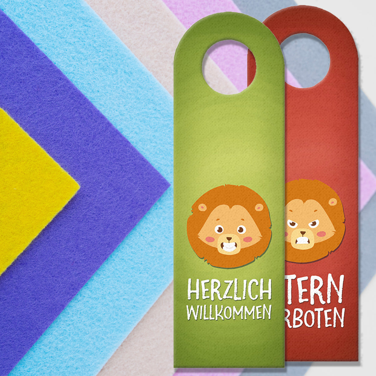 Verbot oder willkommen Türhänger mit Tier Motiv fürs Kinderzimmer - Kind Kinder Zimmer Zimmertüre