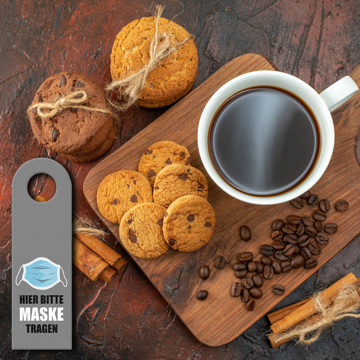 Hier bitte Maske tragen Türhänger mit Alltagsmaske Motiv