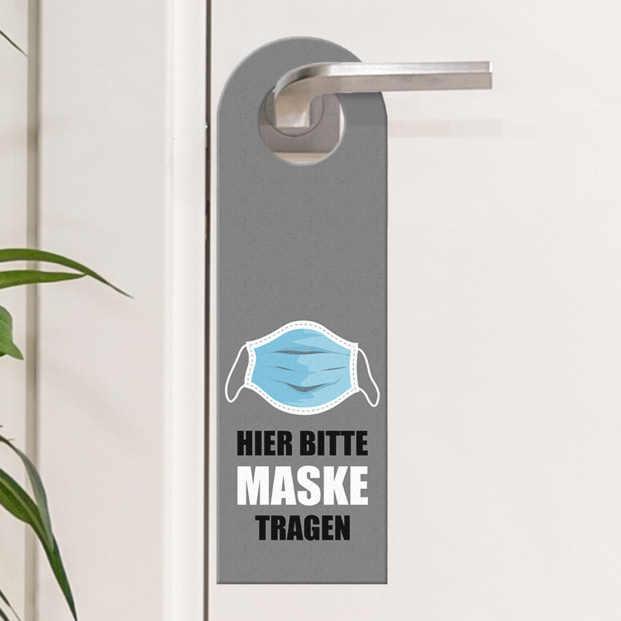 Hier bitte Maske tragen Türhänger mit Alltagsmaske Motiv
