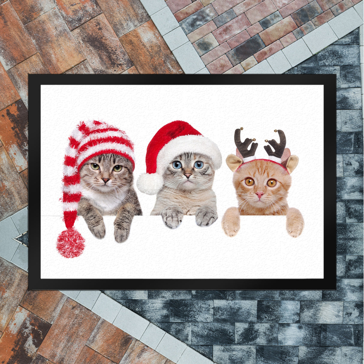 Katzen Fußmatte mit Weihnachts-Motiv