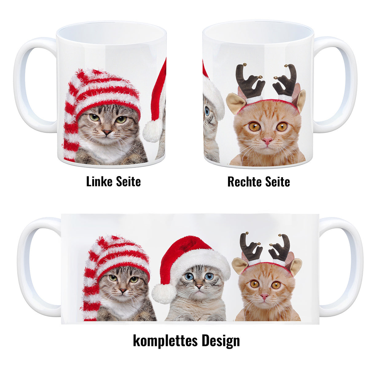 Katzen Tasse Kaffeebecher mit Weihnachtsmotiv