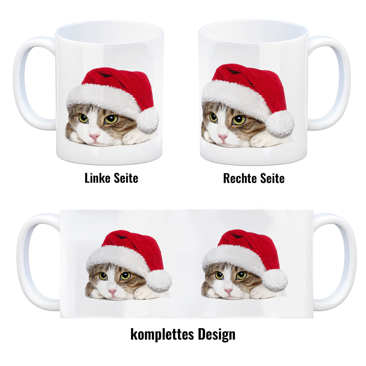 Kaffeebecher mit niedliche Katze und Nikolausmütze