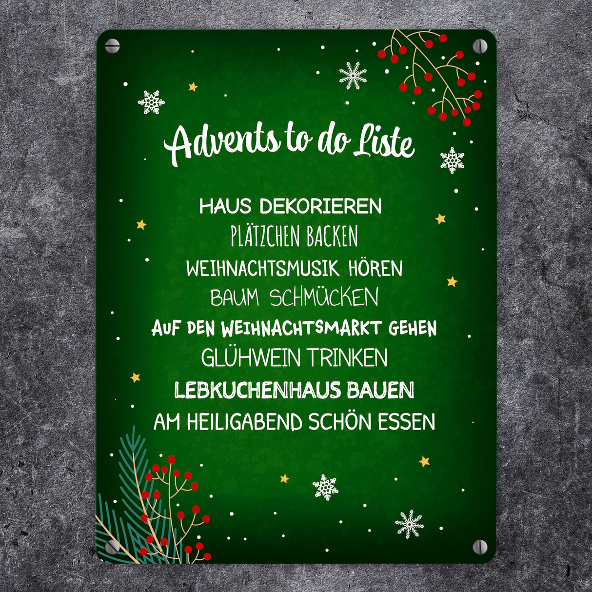 Advents to do Liste Metallschild
