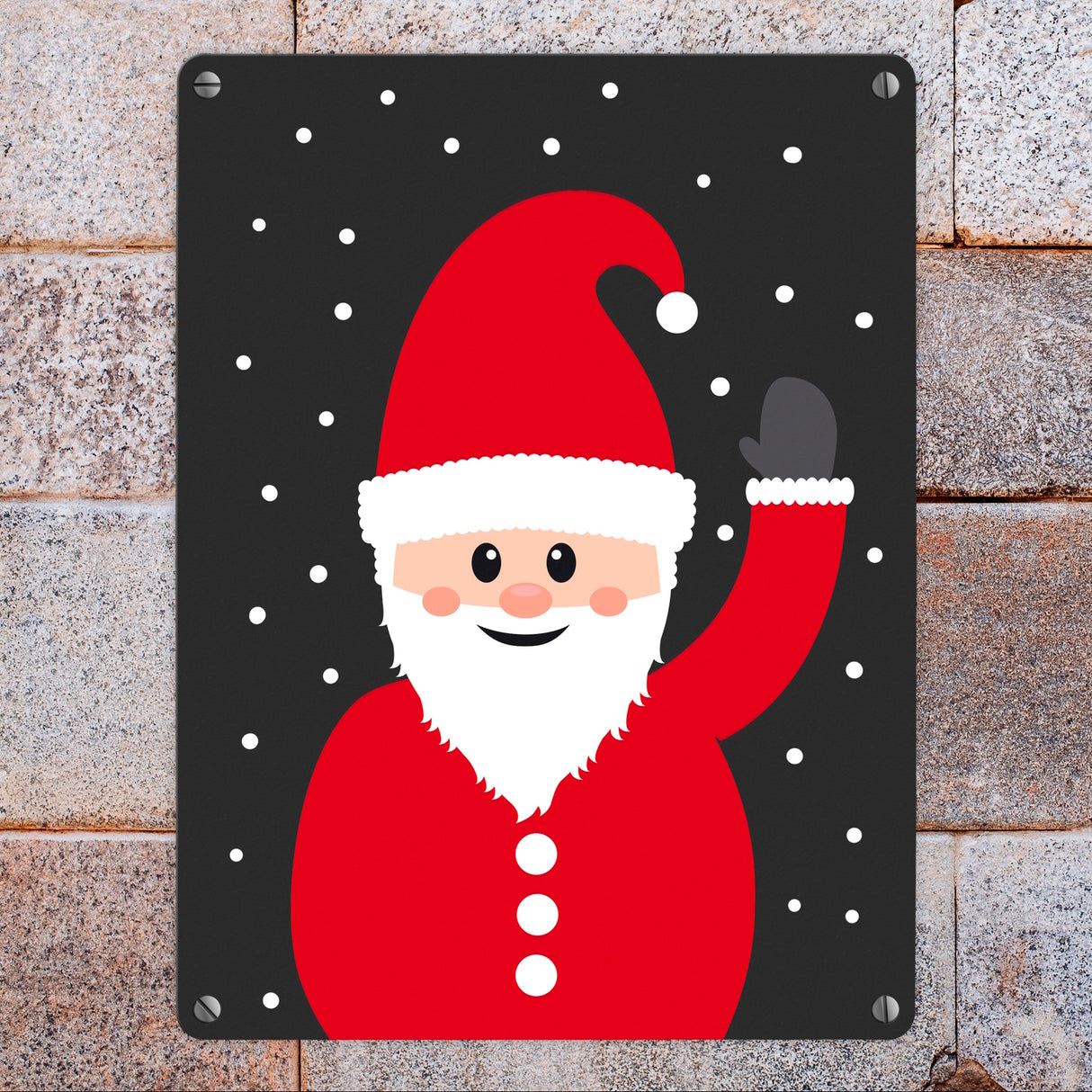 Weihnachtsmann im Schnee Metallschild