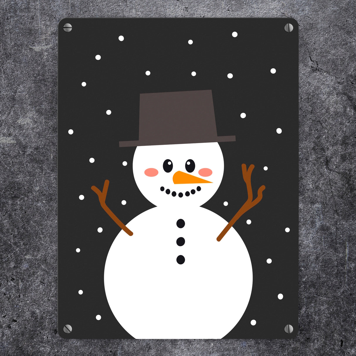 Schneemann im Schnee Metallschild