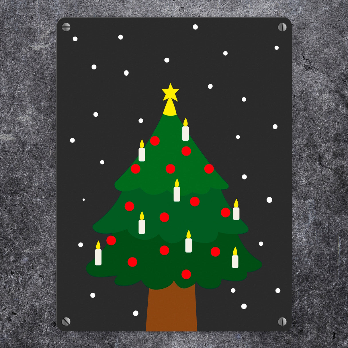 Weihnachtsbaum im Schnee Metallschild