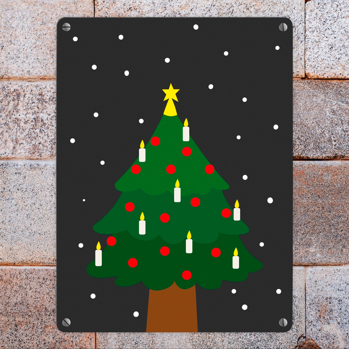 Weihnachtsbaum im Schnee Metallschild