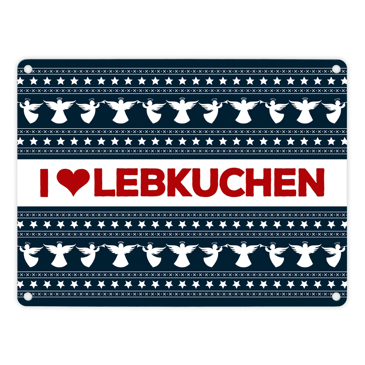 I love Lebkuchen Metallschild mit Weihnachtsmuster Motiv - Weihnachten herz Advent Engel Punkte Sterne