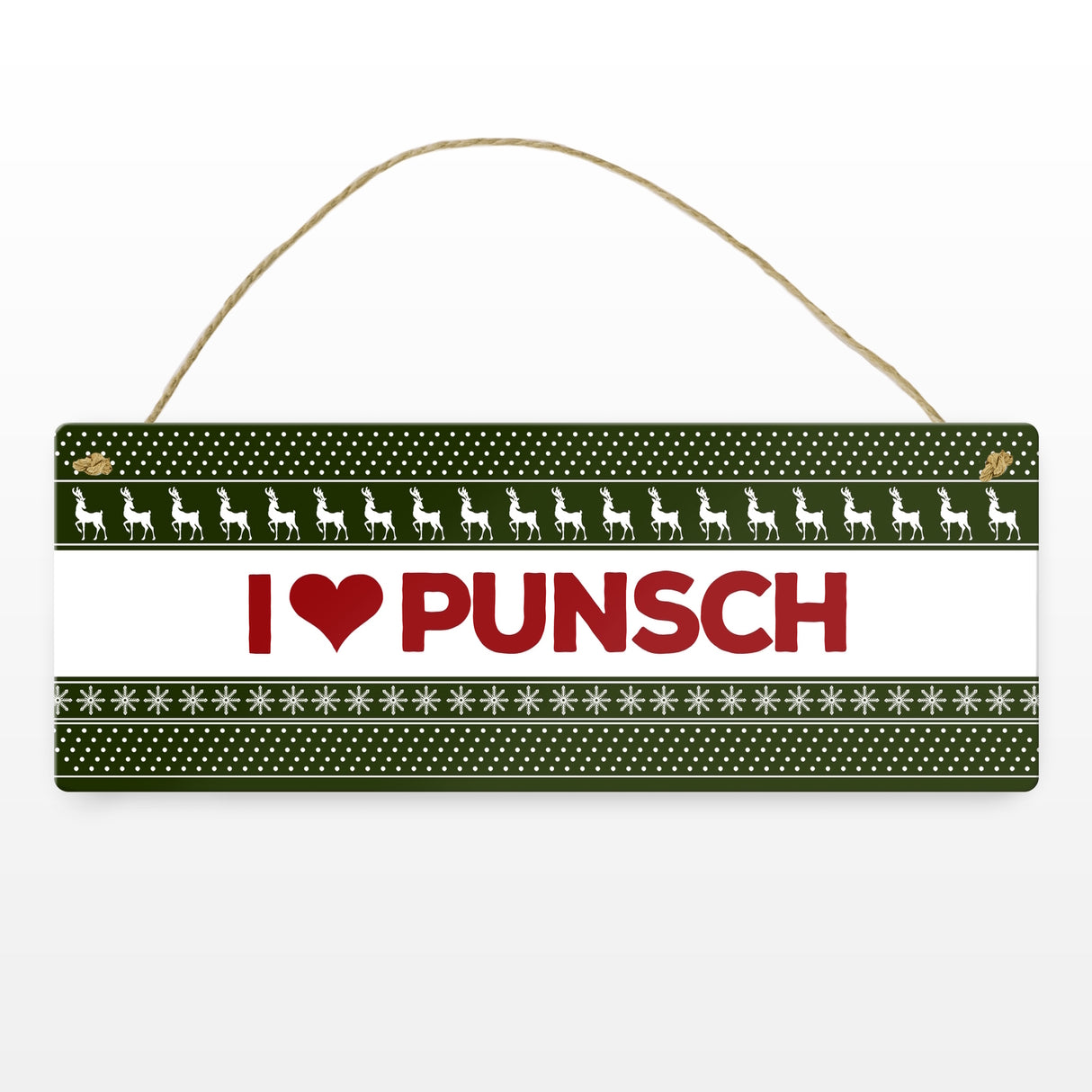 I love Punsch Metallschild mit Weihnachtsmuster Motiv Weihnachten Herz
